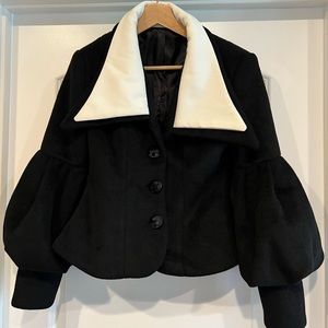 Victorian Style Peplum Collared Jacket - Small - Black